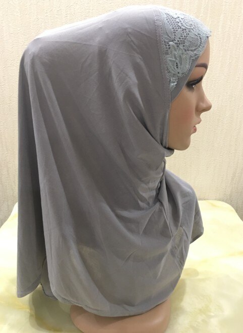 DIANRUO 60X60CM Women Decorative Lace Scarf turban Solid Shawls Pleated Headband Hijab Muslim Wraps Scarves scarf N405: 7