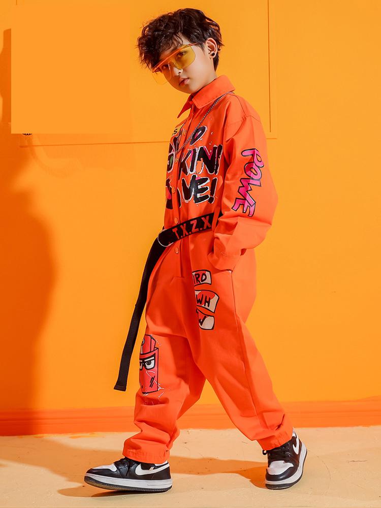 Børn hip hop dansedragt langærmet løs jumpsuit overalls til piger drenge jazz moderne danse kostumer overall tøj outfits