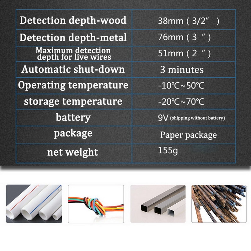 Väggdetektor 3 in 1 metalldetektor hitta metall trä reglar växelspänning spänningsförande wire detektera väggskanner elektrisk box finder 1 st