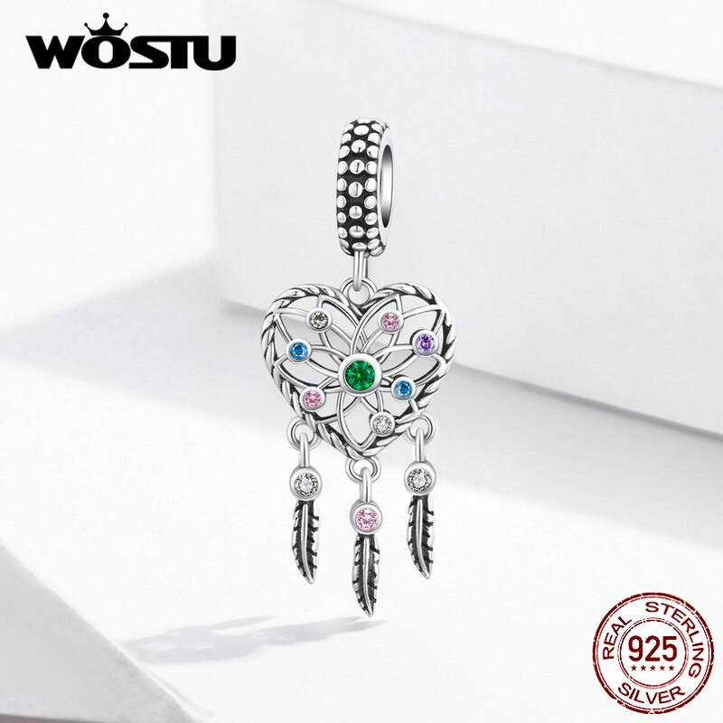 WOSTU 925 sterlina d'argento Amore Branelli di Fascino Pendenti E Ciondoli Argento 925 originale Monili Che Fanno per il Braccialetto Regalo di Anniversario di Matrimonio: dreams Catch
