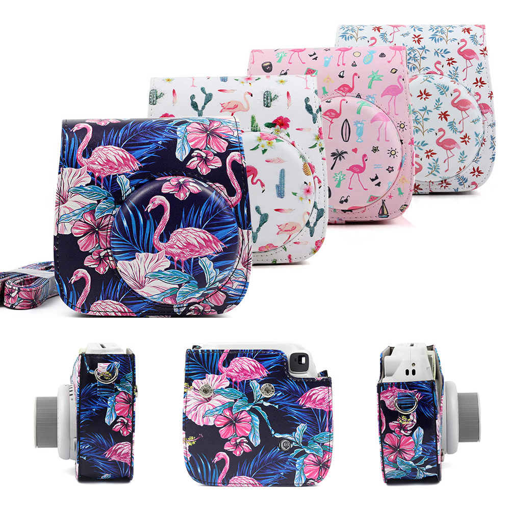 Flamingo Serie Camera Tas Pu Lederen Houder Pouch Case Voor Fuji Fujifilm Instax Mini 8 8 + 9 Camera Duurzaam beschermende Tas Cover