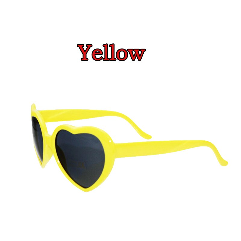 3D Heart Shape Frame Diffraction Glasses Special Frieworks Rave Glasses For Parties&amp;Festivals 3D Heart Effect EDM Rainbow Style: Yellow