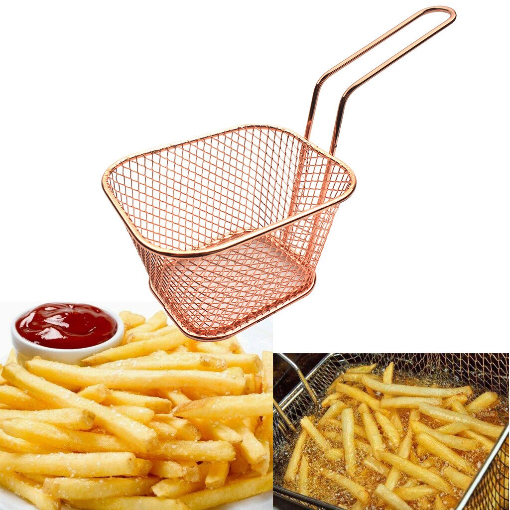 Galvaniseren Rvs Fries Mand Mini Koekenpan Netto Vierkante Blok Mesh Keuken Gereedschap Herbruikbare Mesh Frietjes Mand # B15