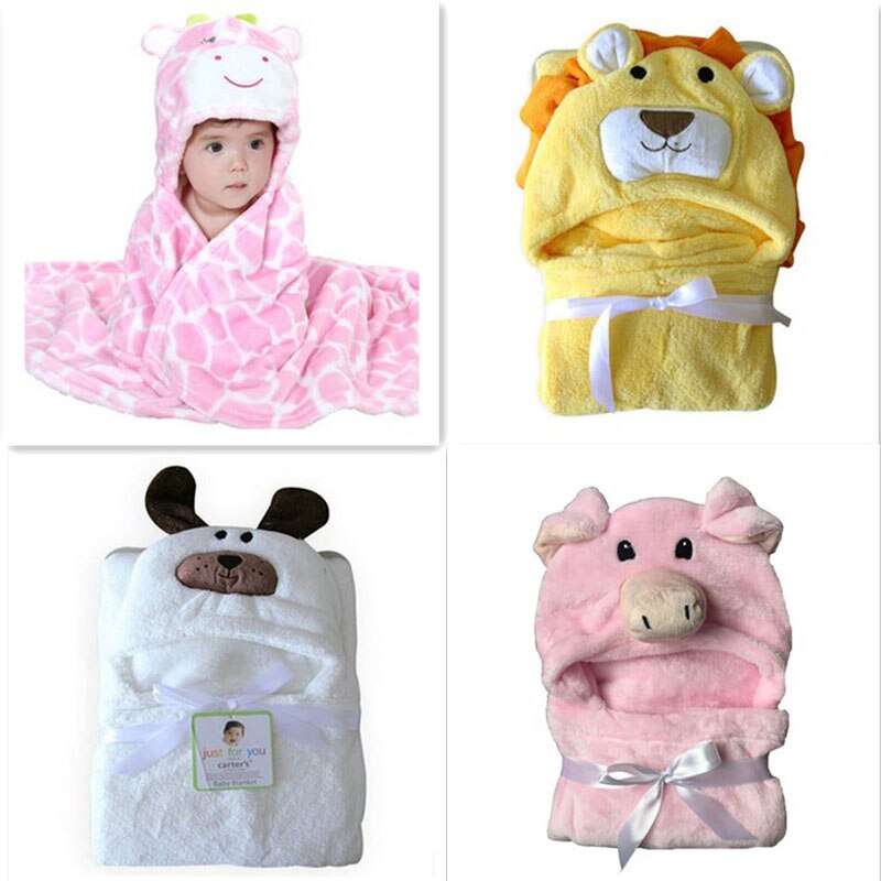 0-2 Years Old Spring and Autumn Animal Shapes Yellow Lions / White Dog / Pink Cow / Pink Pig Flannel Cloak Monolayer FTRQ0005