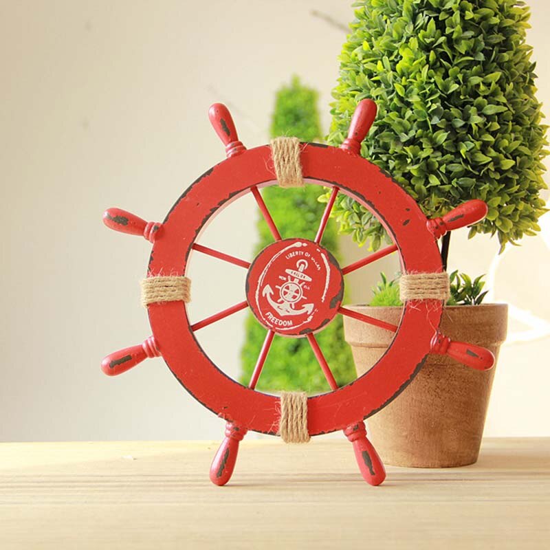 Gouvernail de bateau en bois de Style méditerranéen, décoration murale artisanale: Rouge