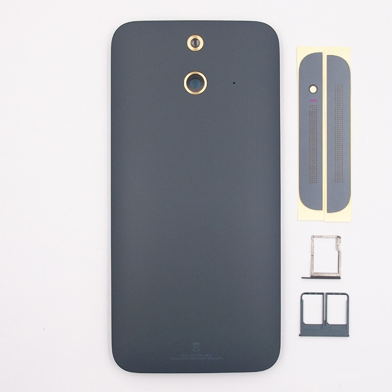 BaanSam nueva tapa trasera de la batería funda para HTC One E8 con botón de encendido + hoja inferior superior + bandeja de tarjeta SIM Dual