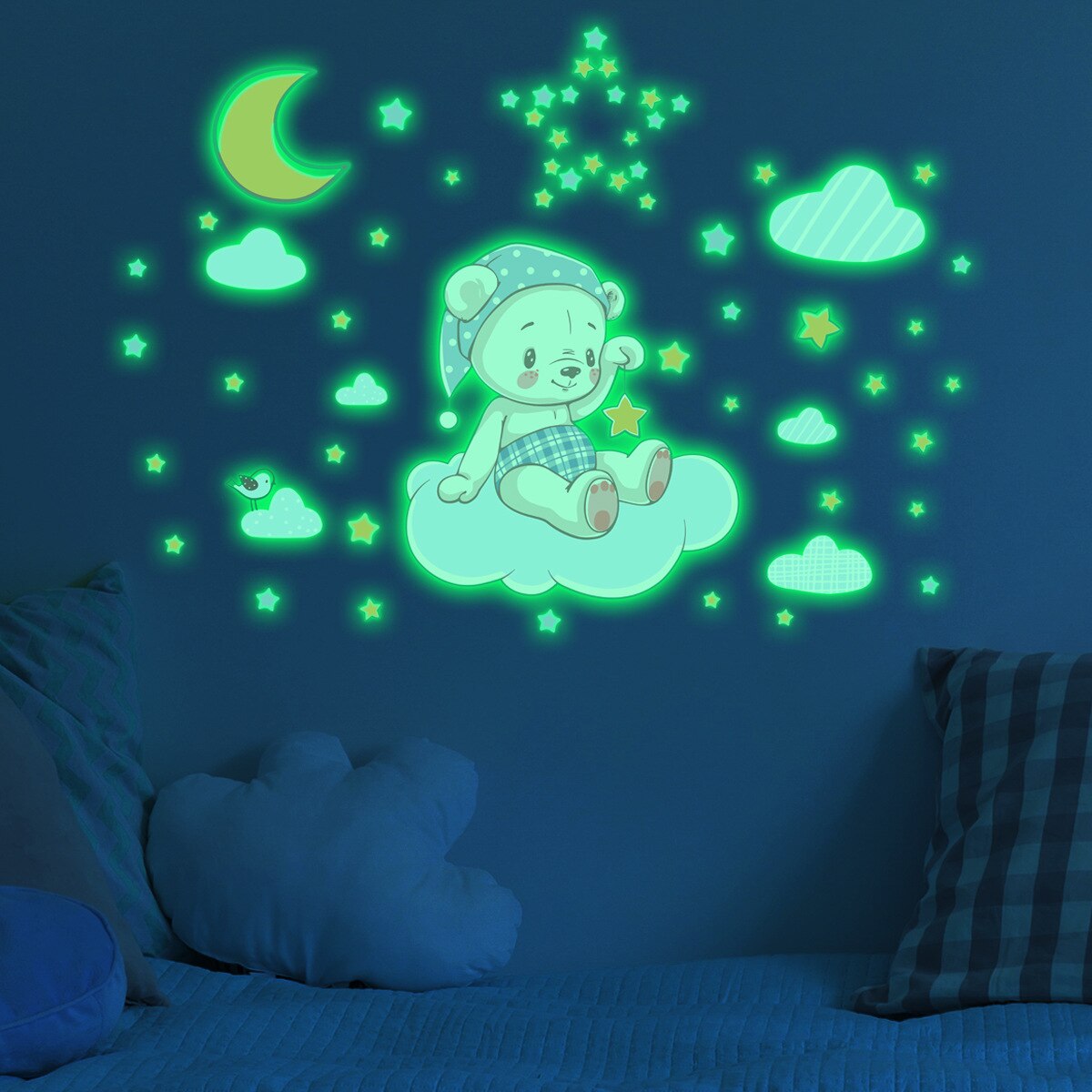 Tofok Cloud Moon Panda Lichtgevende Ster Stickers Voor Baby Kids Slaapkamer Kinderkamer Zelfklevende Decoratieve Muurstickers