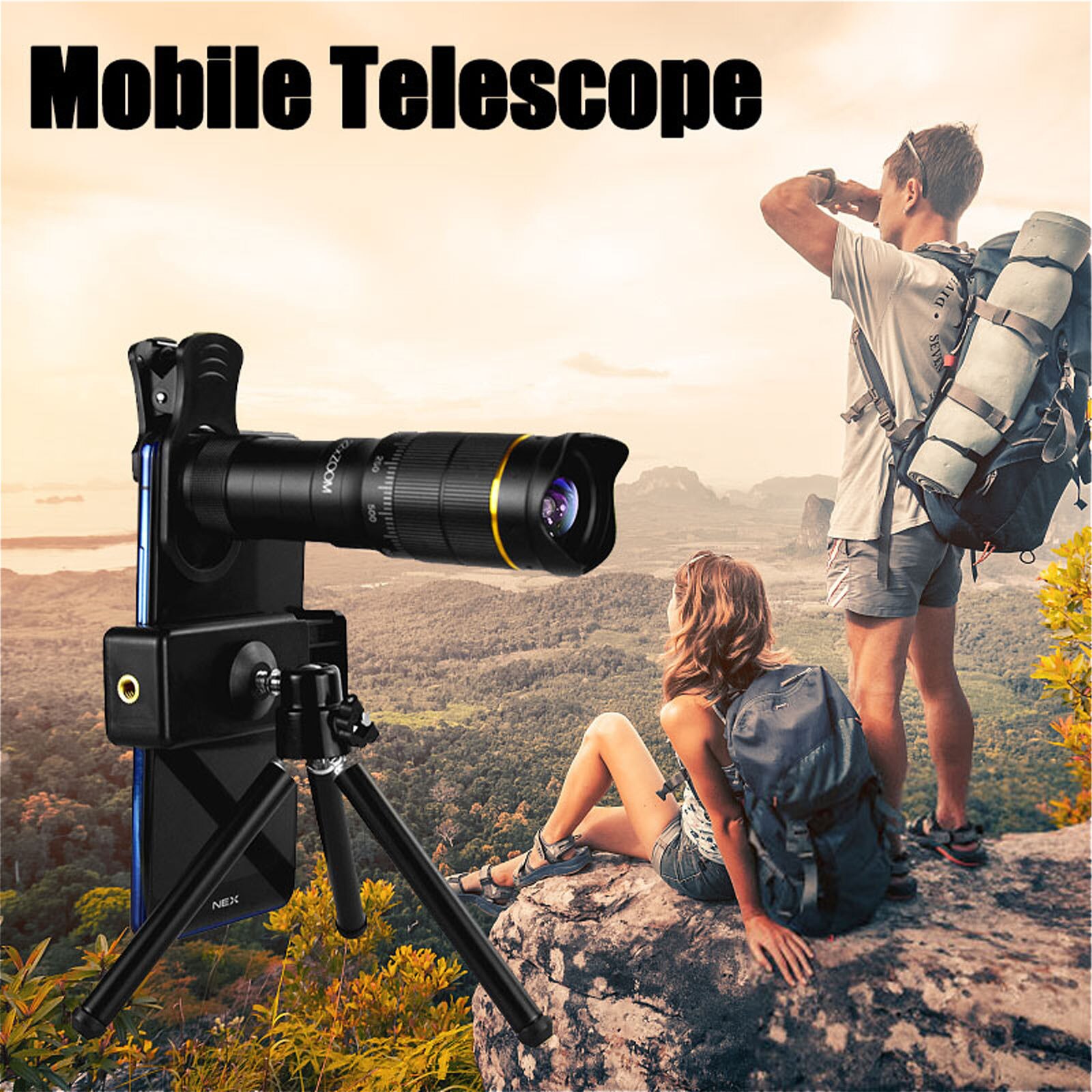 18X 32X Universal Metal Telephoto Zoom Telescope Mobile Phone Retractable Telescope With Tripod Phone Clip#g4