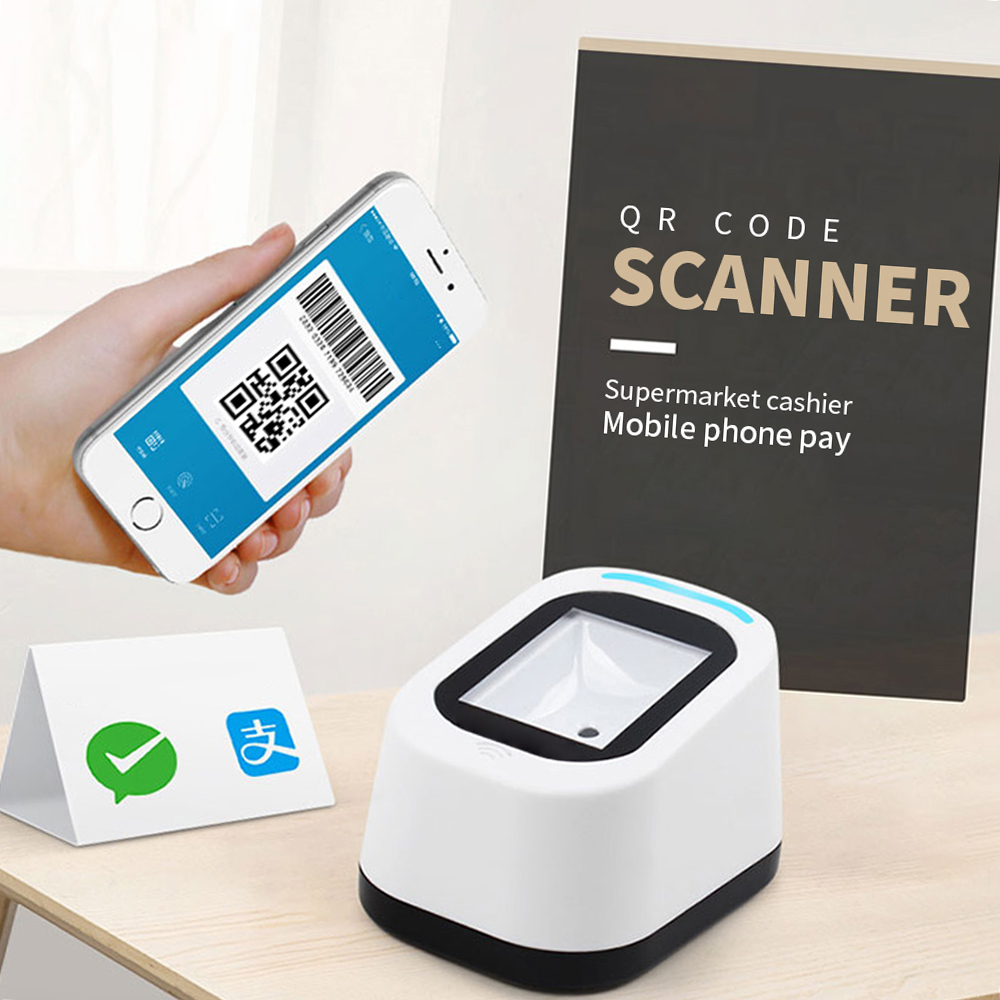 Wired Barcode Scanner Usb Veelzijdige Scannen Handsfree Scan Qr Code 1D &amp; 2D Code Reader Voor Supermarkten/winkels