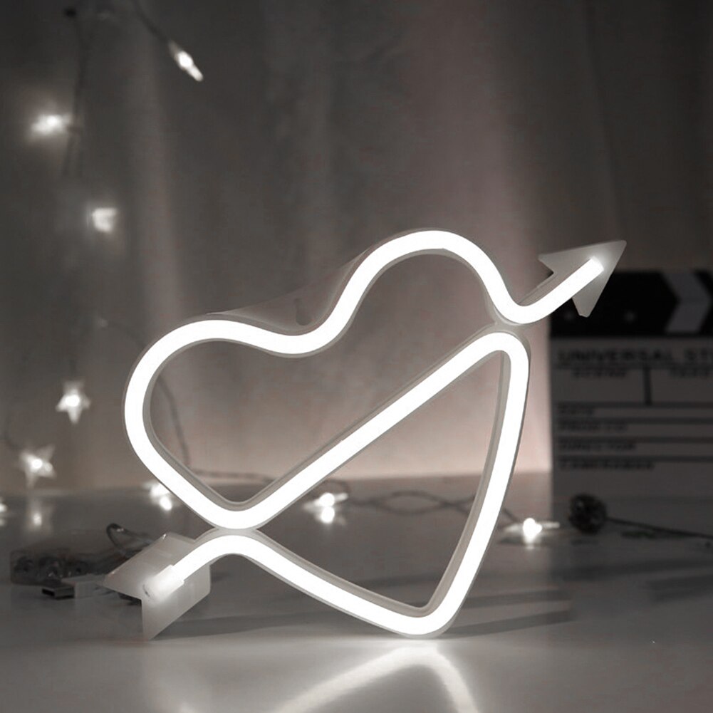 LED Néon Coeur Flèche Forme Arc-En-Ciel Coloré Néon Signe Tenture murale Lampe De Nuit pour La Fête À La Maison De De Festival De Mariage Déco