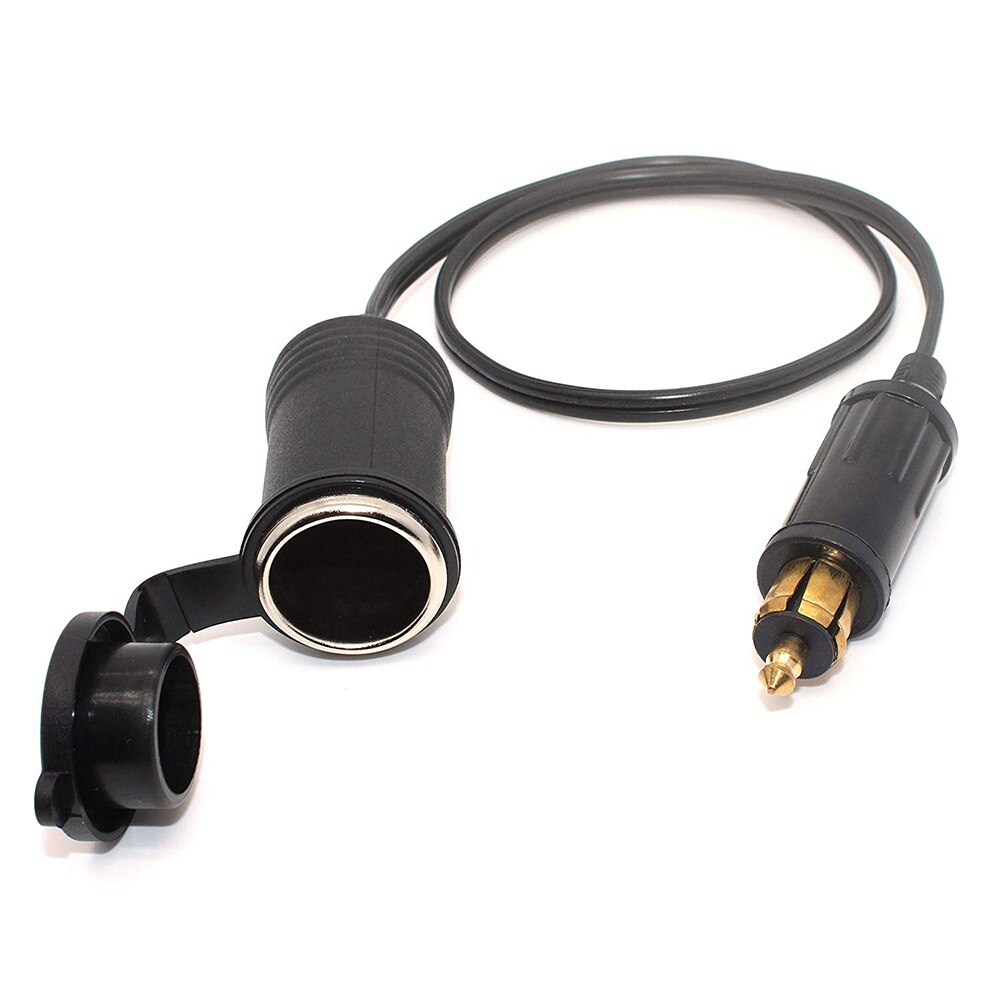 Extended Powerlet Hella DIN Male Plug to Standard Cigarette Lighter Socket Adapter male DIN plug on European motorcycles: 1 to 1