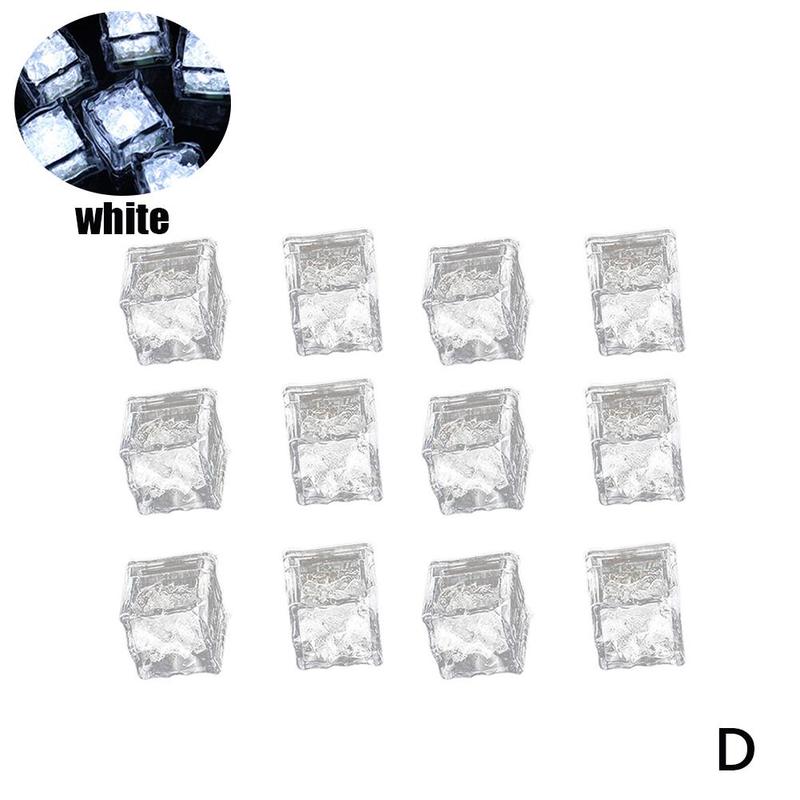 Cubo de hielo brillante para fiestas, Bola de neón parpadeante, suministros de vino para vacaciones, decoración de Navidad, luz de boda, 12 Uds.: D
