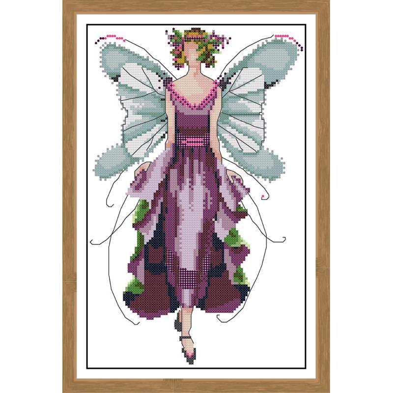 Kreuz Stich Schöne Mädchen Muster Blumen Elf Schmetterling Engel Kreuz Stich Kit 14CT Druck Stickerei DIY Manuelle Hand