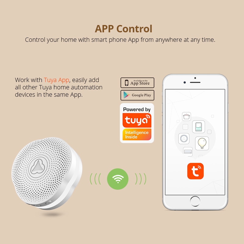 Passerelle multifonctionnelle KERUI Tuya APP système d'alarme sécurité à domicile système d'alarme intelligent fonctionne avec Google Assistant/Alexa contrôle