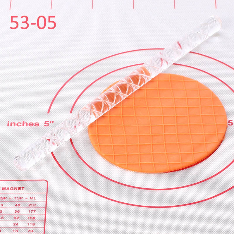 1 pieza de utensilio de cocina para Fondant, rodillo para repostería, patrón con relieve, herramientas antiadherentes, acrílico transparente: 53-05