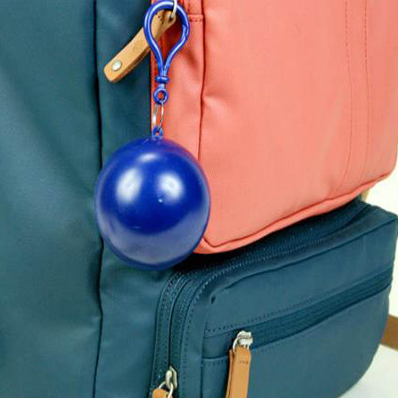 Ouyxr 1 Pc Draagbare Wegwerp Regenjas Bal Plastic Regenkleding Reizen Emergency Regenponcho Wegwerp Sleutelhanger Bal