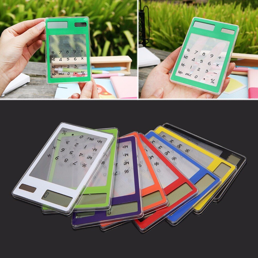 Slim LCD 8-Digit Display Clear Touch Screen Solar Calculator For School Office