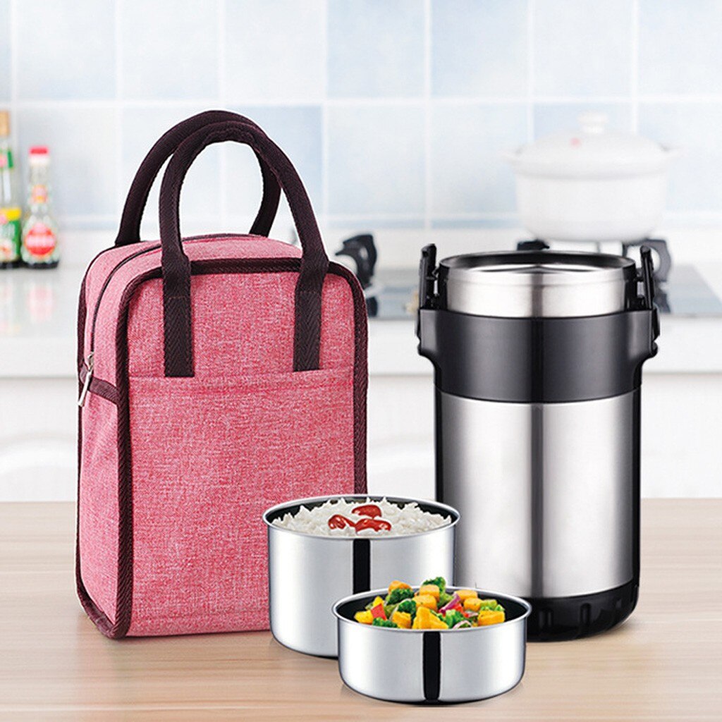 Portable Lunch Bag Thermal Insulated Lunch Box Tote Cooler Handbag Bento Pouch Dinner Container School Food Storage Bags