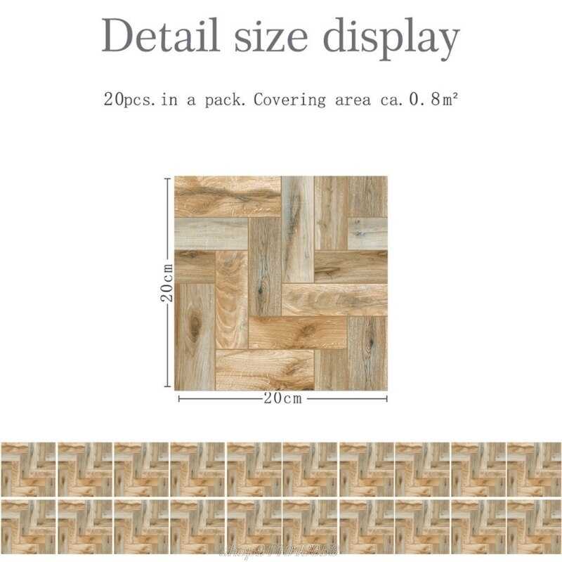 20pcs Imitation Wood Grain Tile Floor Wall Stickers DIY Self Adhesive Kitchen Bathroom Home Decoration A01 21