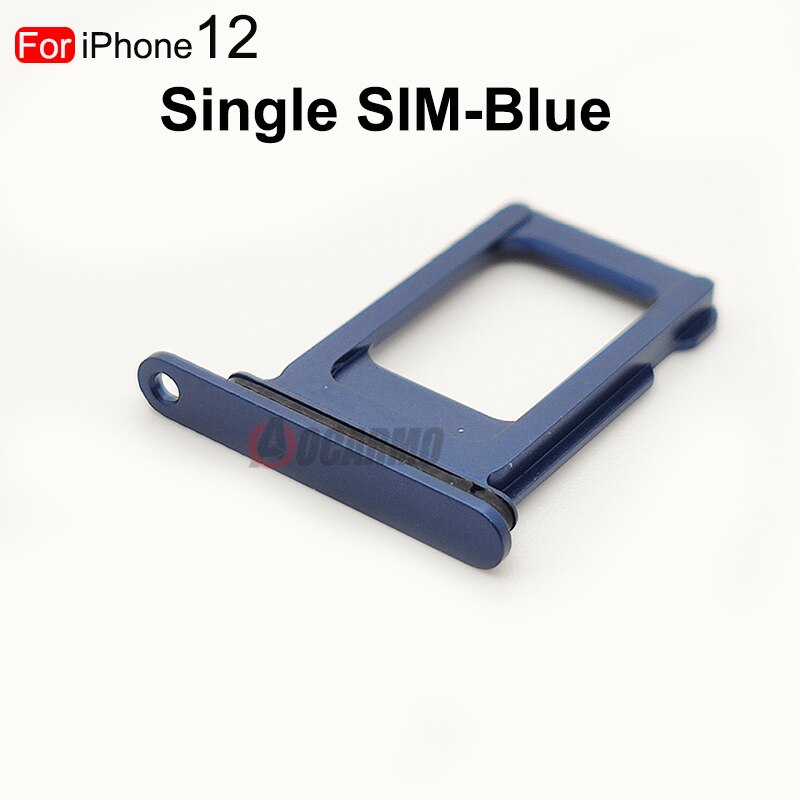 Duplo &amp; único cartão sim para iphone 12 titular bandeja de cartão sim slot titular adaptador soquete peças reposição: Single----Blue