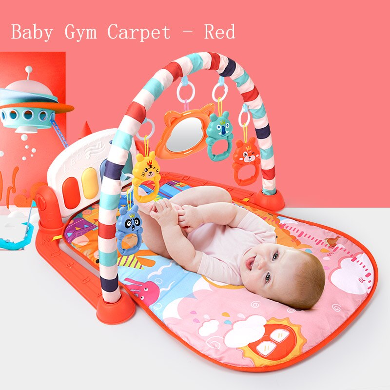 Baby Play Mat Educational Puzzle Carpet With Piano Keyboard Lullaby Music Kids Gym Crawling Activity Rug Toys for 0-12 Months: Red