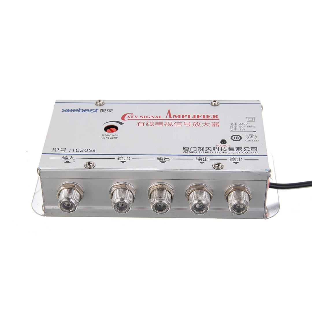 1pc 4 Port CATV Booster 4 Way CATV VCR TV Antenna Signal Amplifier Splitter 20DB 45-860MHz Low Noise Circuit