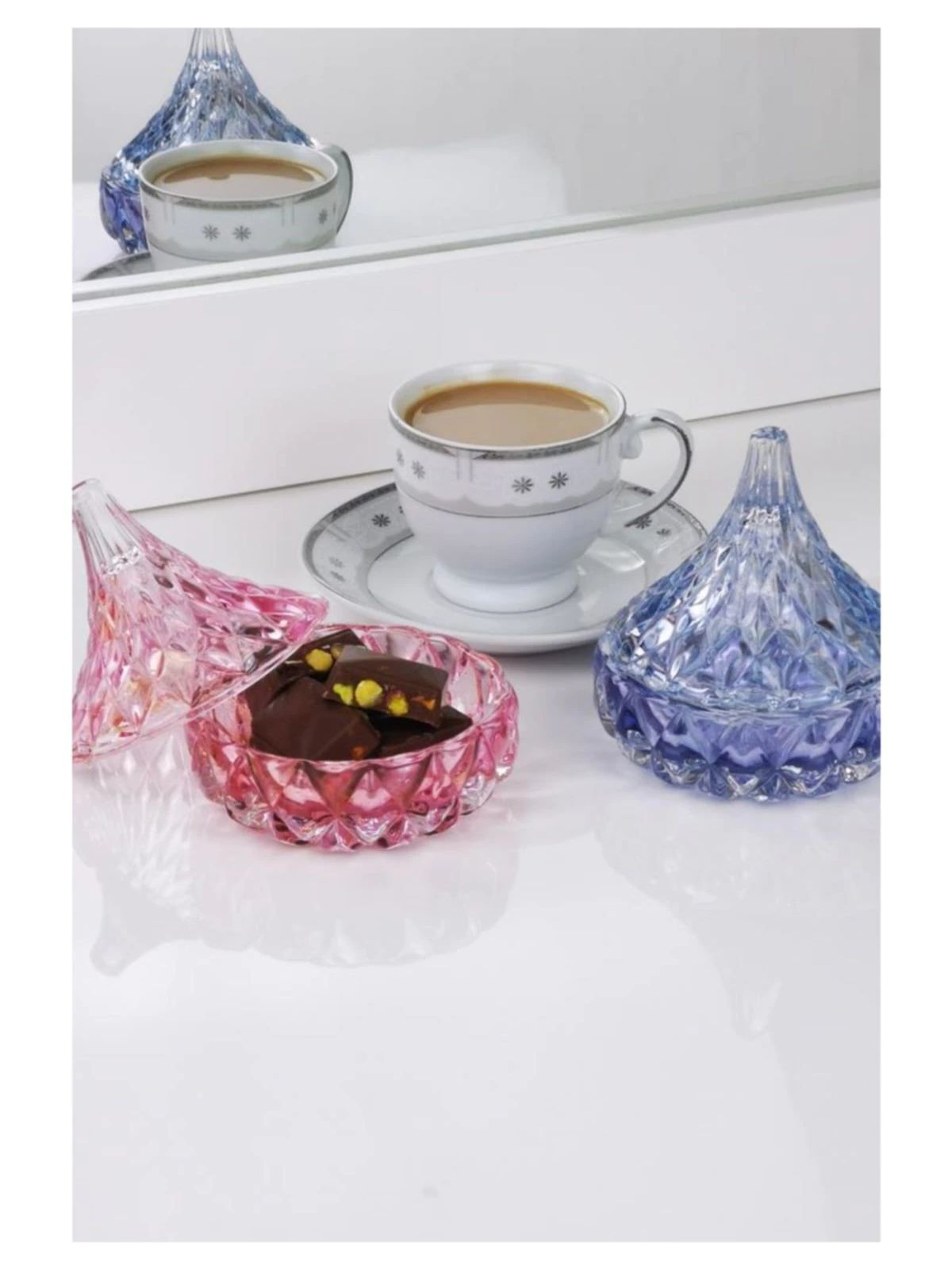 Lusterware Mini Dome Glas Lokum Suikerpot Snoep Opslag Deur Koepel Van De Ottomaanse Glas Delight Chocolade Houder 2 Stuks