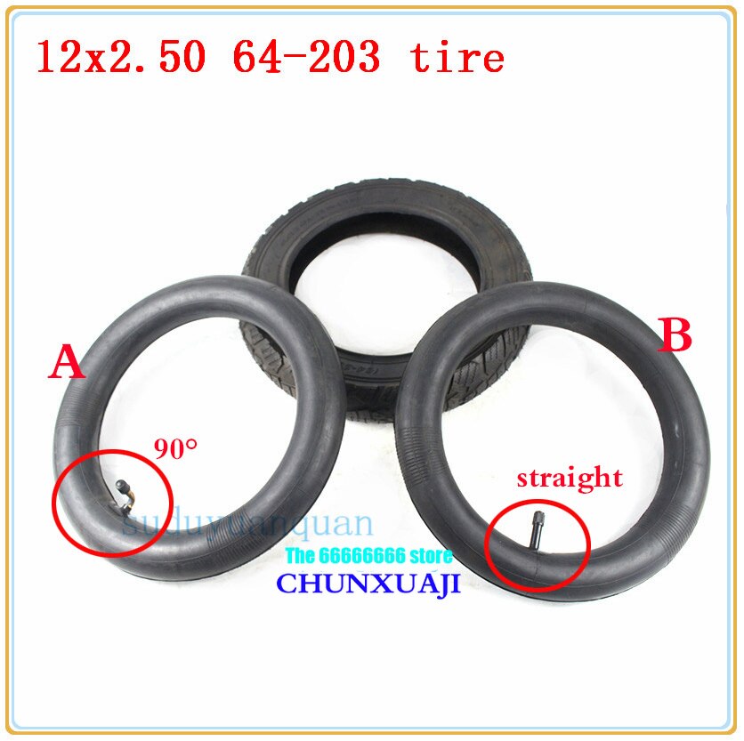 Neumático de rueda de 12 pulgadas, tamaño 12x2,50 64-203 para Mini motocicleta, carro de bebé de bicicleta eléctrica, tubo interno de neumático 12*2,50
