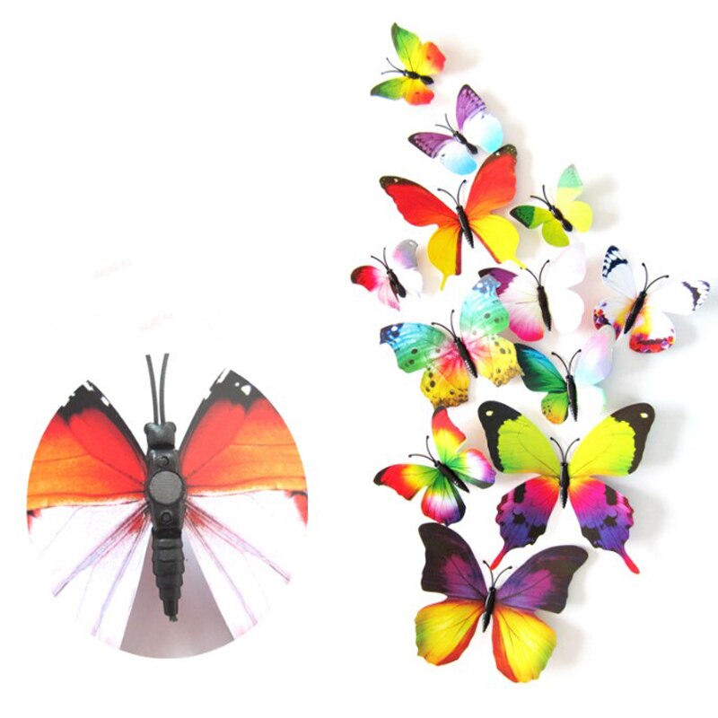 12 Stks/set Kleurrijke 3D Vlinders Muursticker Mooie Vlinder Sticker Met Magneet Voor Kid Kamer Muurstickers Home Decoratie