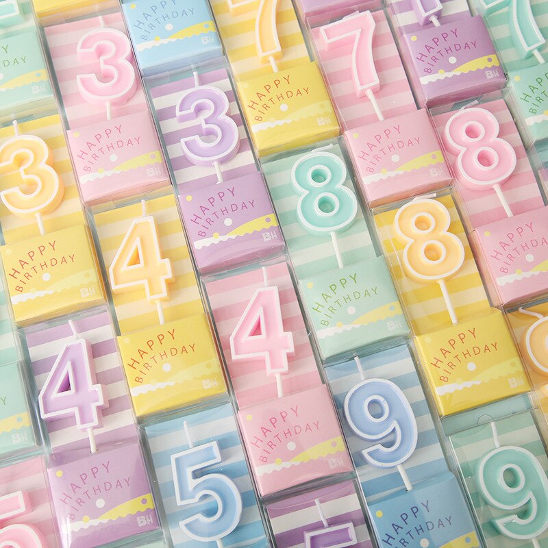 Wedding Multiple Colour Numbers 0-9 Birthday Candles Cake Topper Insert Birthday Party Dessert Table Candle Ornaments