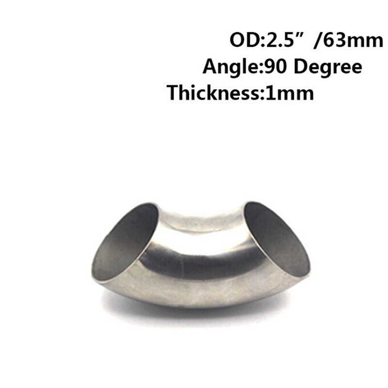 Tubo de escape de acero inoxidable, 2,5/2 pulgadas, 51/63mm, 90 grados, 1 ud.: 2.5inch