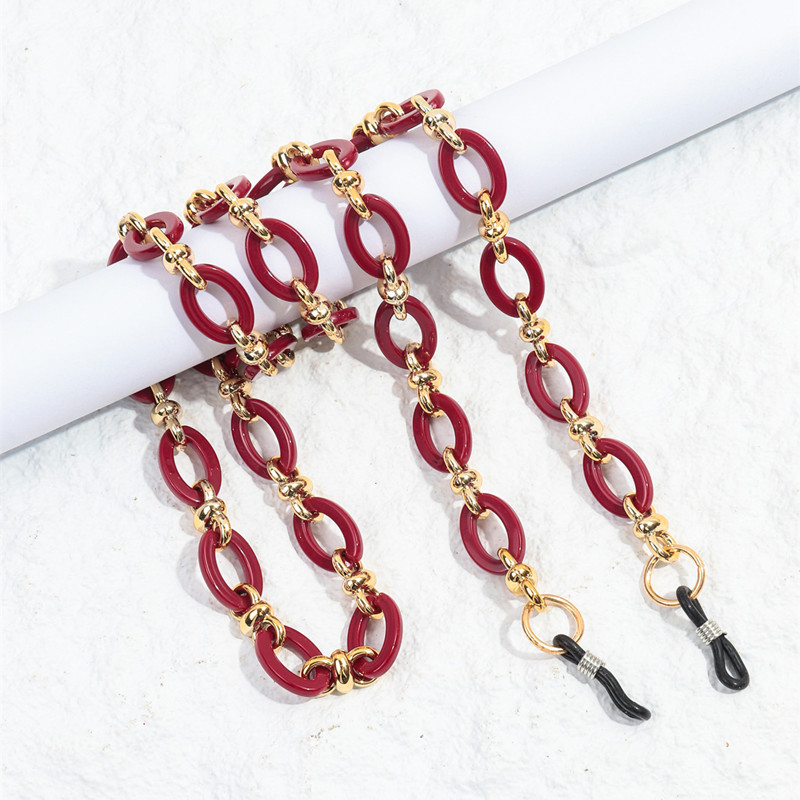 70cm Vintage Acrylic Glasses Chain for Men Women Sunglasses Chains Lanyard Neck Strap Rope Eyeglasses Holder Cord: Red
