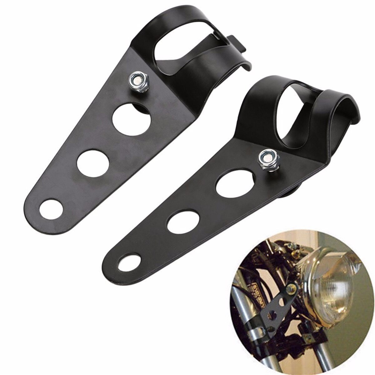 Universele 35-43Mm Motorfiets Koplamp Mount Brackets Vork Oor Chopper Koplamp Houder Passen Motor Vork Mount