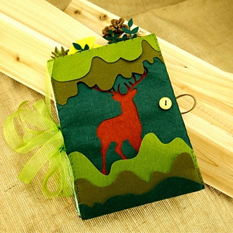 Álbum de temática de bosque hecho a mano para niñas y niños, álbum de fotos, tarjetas postales, libro de fieltro, Simple, experiencia de bricolaje, paquete artesanal
