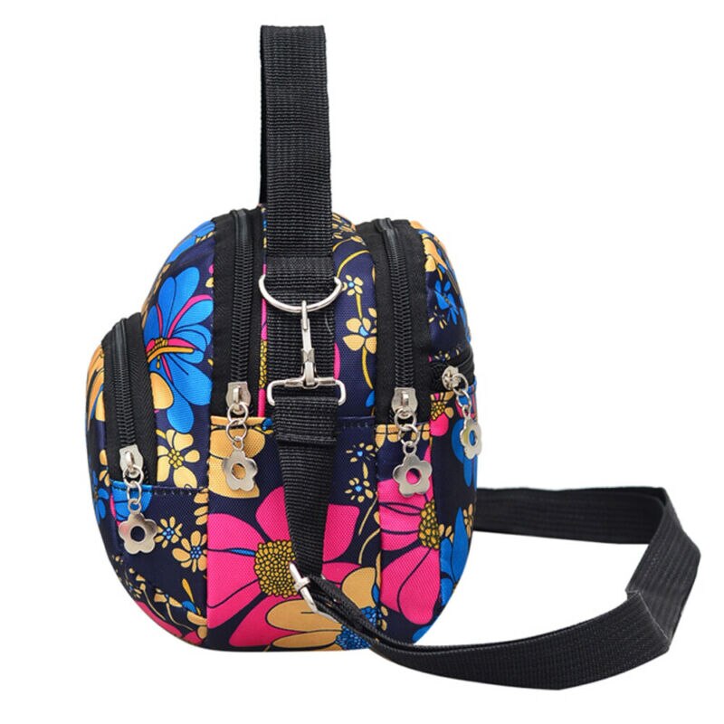 Women Nylon Zipper Shoulder Messenger Handbag Bag Floral Travel Bags