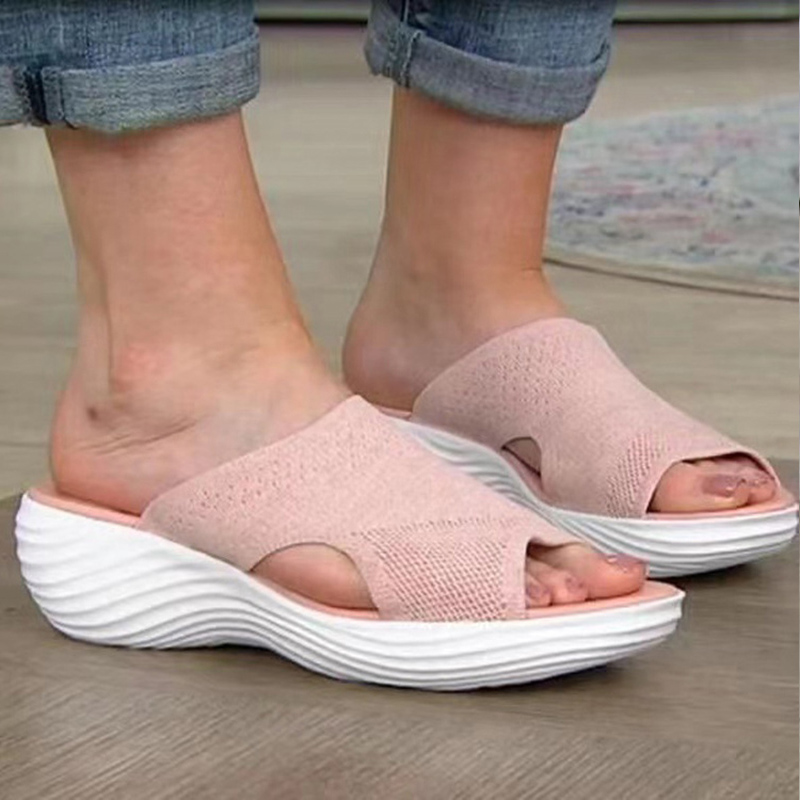 Damesandaler elastisk kraft sommersko med lave hæle sandaler sommer dame hjemmesko lette slip-on sandaler med hæl dame