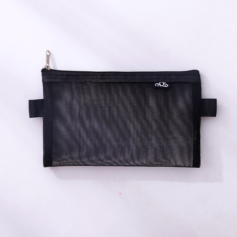 Simple Transparent Mesh Pencil Case Office Student Pencil Cases Nylon Kalem Kutusu School Supplies Pen Box Astuccio Scuola: black Big