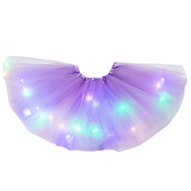 Kleine Meisjes Led Light Up Tutu Rok Neon Kleurrijke Lichtgevende Party Dance De Rok: Light Purple