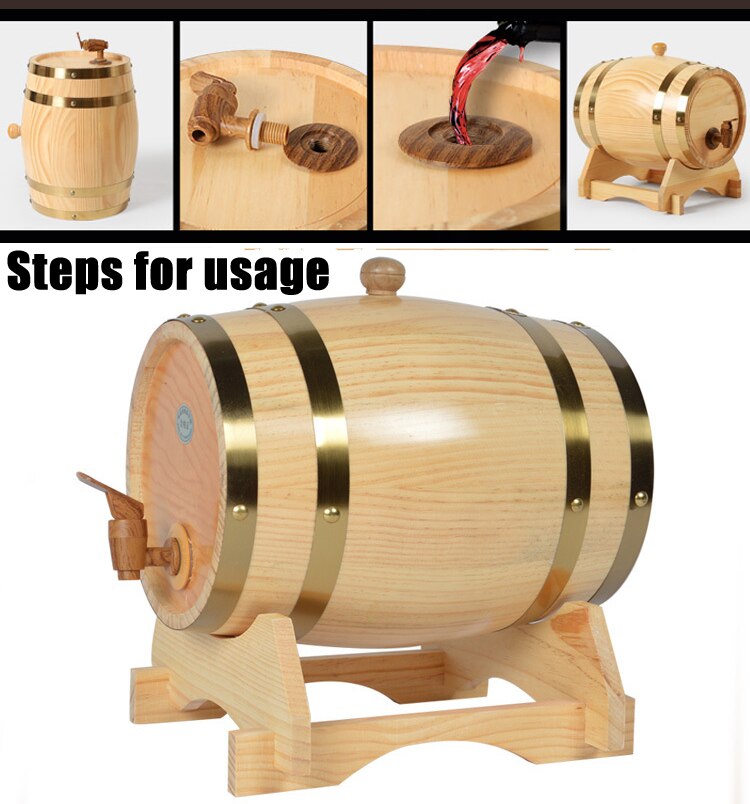 Barril de vino de madera, equipo de elaboración de cerveza de roble, Mini barril de cerveza casera, grifo para barril de cerveza, dispensador Para Ron Pot Whisky wine 1,5/3L