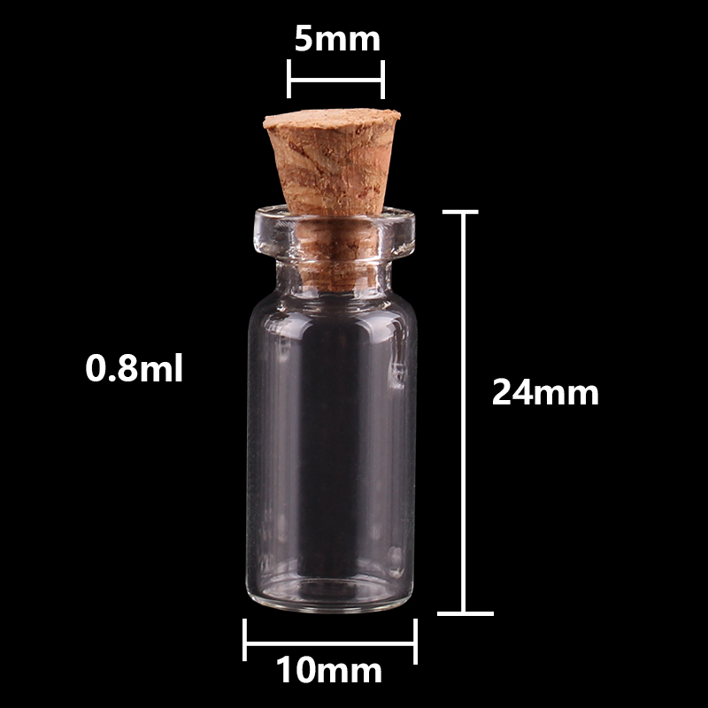 0.5Ml 0.8Ml 1Ml Mini Glazen Flessen Met Kurk Lege Spice Flessen Potten Ambachten Flesjes 300 stuks
