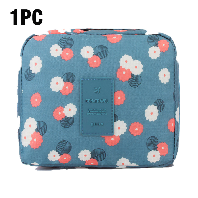 Bolsa de aseo portátil con gancho colgante para mujer, estuche de maquillaje, almacenamiento de baño, impermeable, bolsa de cosméticos de viaje de gran capacidad