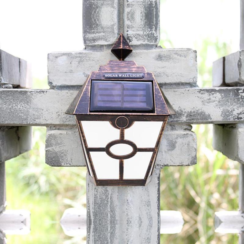 Retro 2LED Solar Wandlamp Buiten Waterdicht Tuin Hek Beveiliging Licht LED energiebesparende energiebesparende Lont