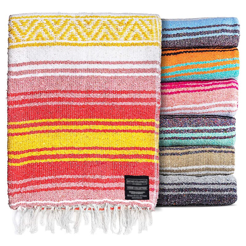 Manta de Yoga mexicana gruesa, toalla de Yoga, mantas de Pilates, suministros de entrenamiento de Fitness, Picnic en la playa, manta de Camping al aire libre, 150x200: Rojo