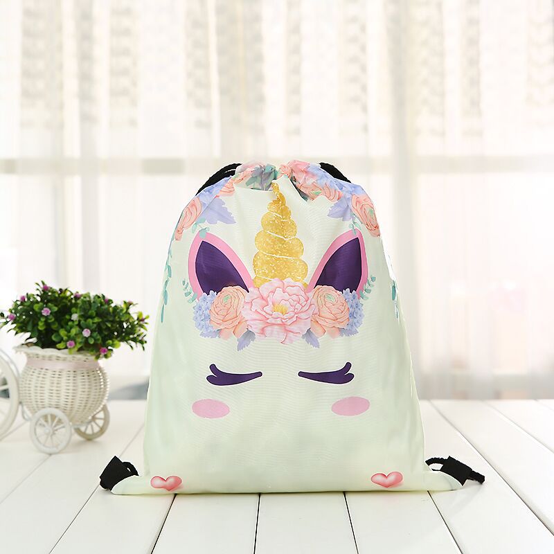 Drawstring Backpack 3D Printing Unicorn deer Girls travel Unicornprinting Women Drawstring Bag Rope unisex red: KS-1-4