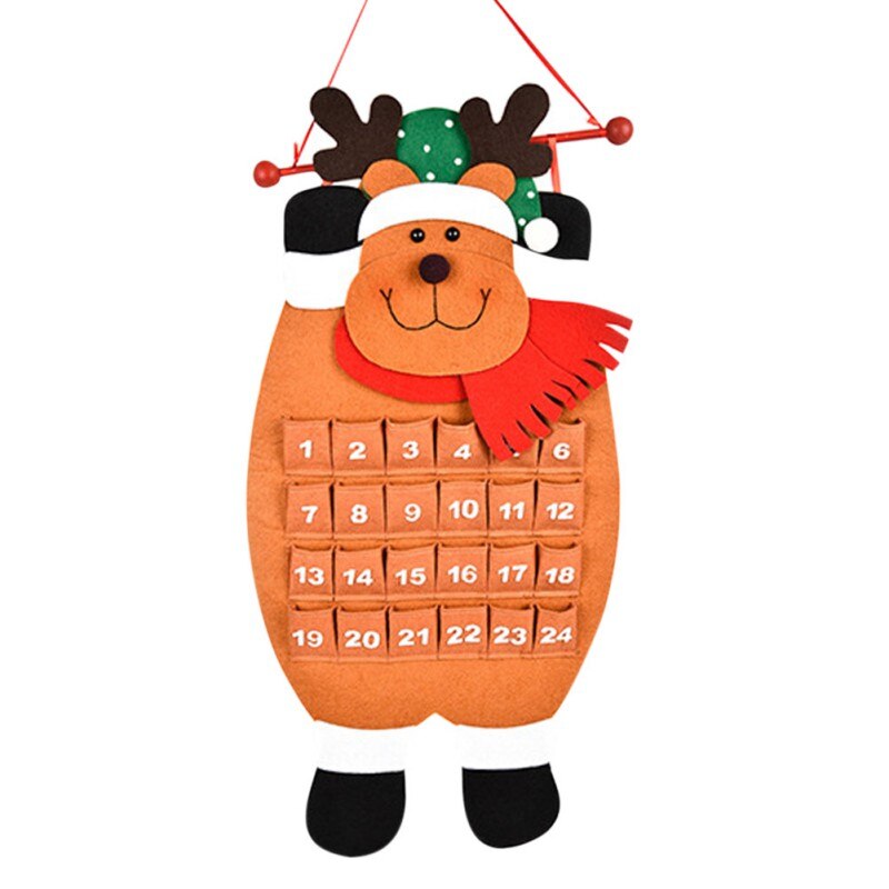 Año Calendario de Adviento de Navidad fieltro 3D colgante Calendario de Adviento reutilizable cuenta atrás para Navidad calendario decoración de Navidad: C