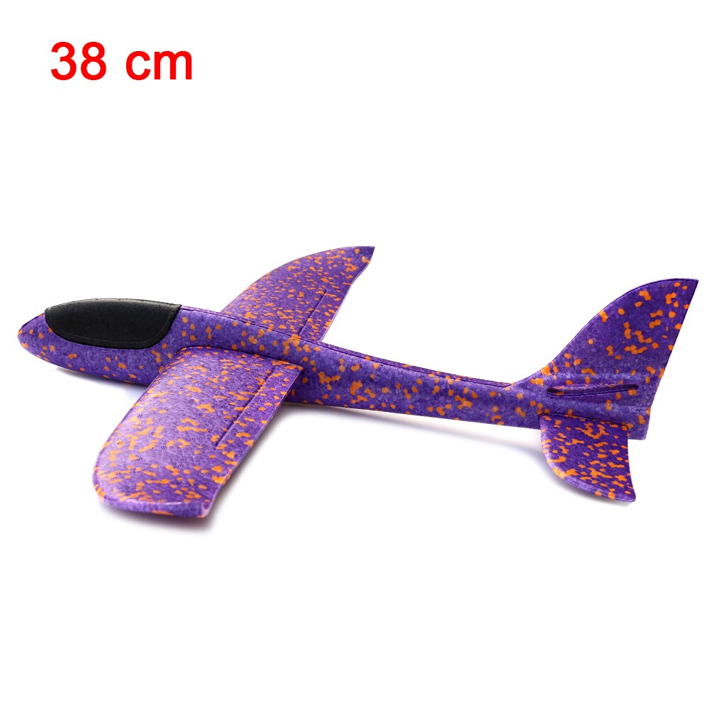 48CM Hand Throw Foam Plane Toys Outdoor Launch Glider airplane Kids Toy Puzzle Model Jouet Fly Plane Toy for Children: 38cm Purple