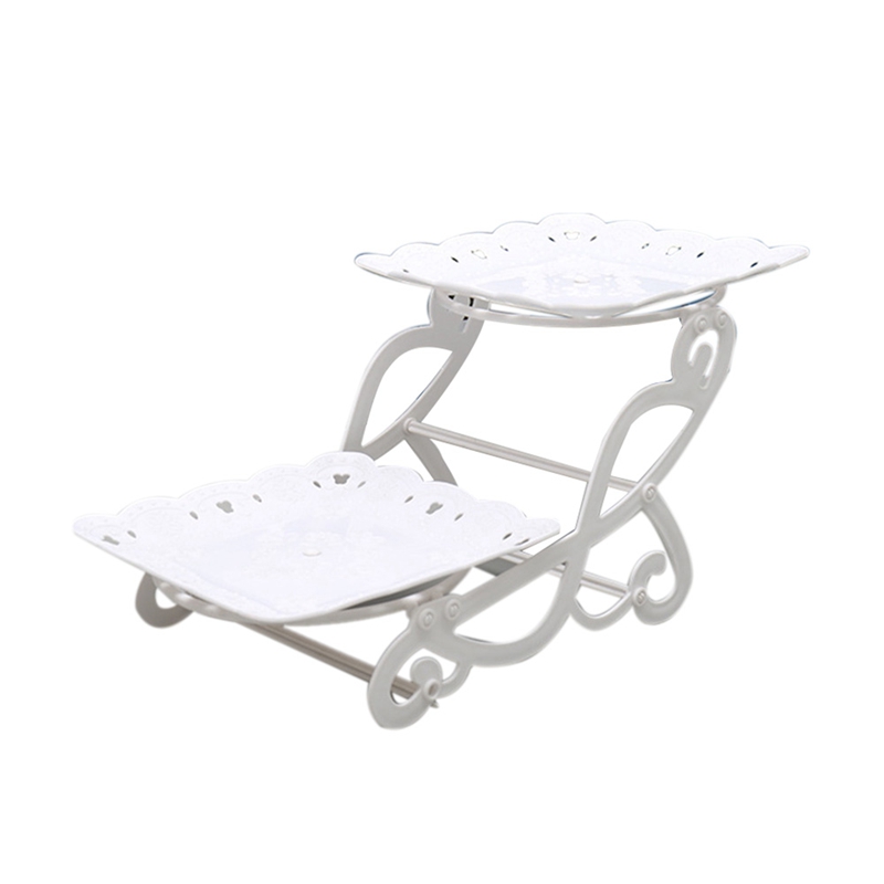 2 Tier Cake Dessert Holder Cupcake Pastry Biscuit Tray Holder Candy Buffet Fruit Holder Wedding Use: Dark Khaki