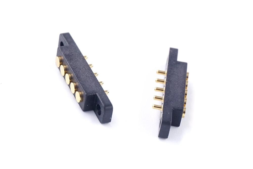 Spring pin connector 5p 2.54 mm male and female socket with screw hole installation