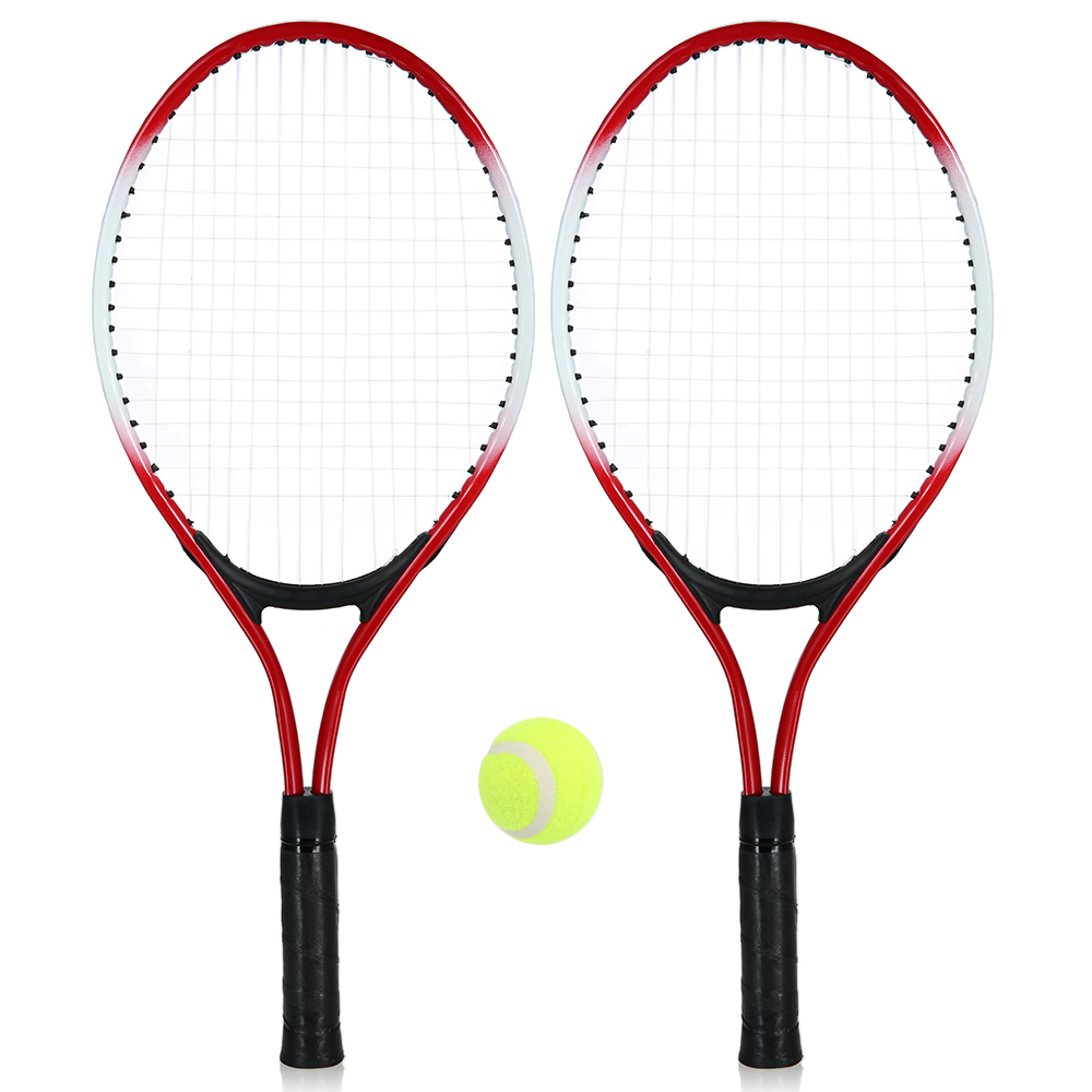 2Pcs Kids Tennis Racket Training Racket with 1 Tennis Ball and Cover Bag for Kids Youth Childrens Tennis Rackets: Red