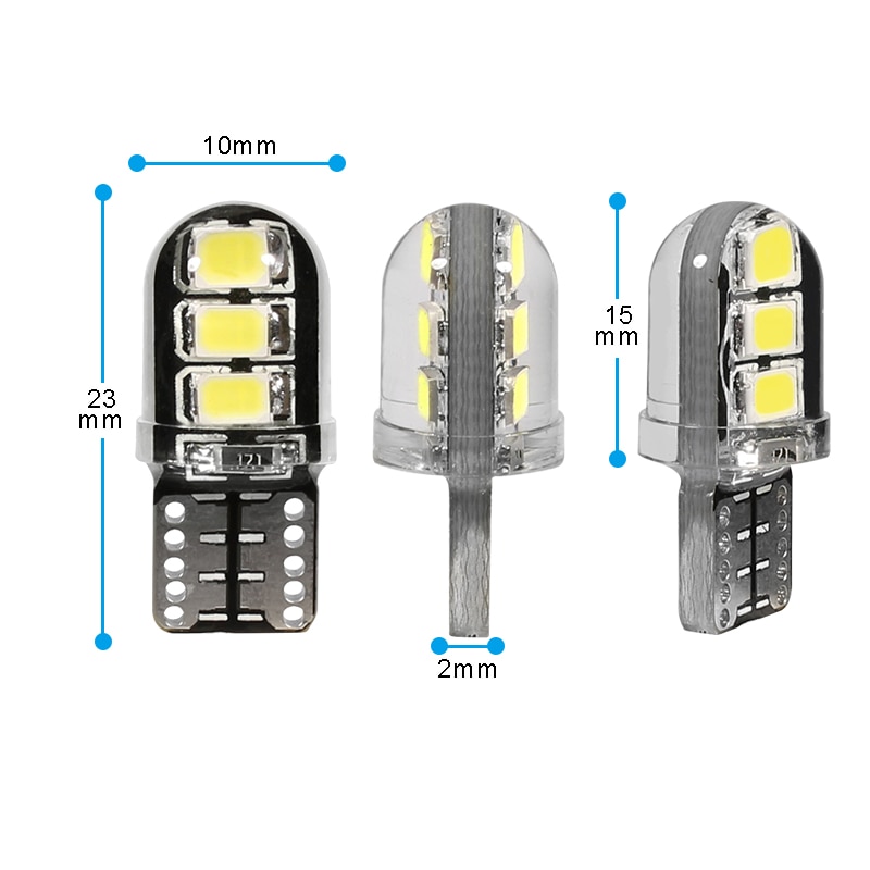 10 kpl  t10 led canbus auton valo 194 168 w5w led parkkivalon polttimo 6 smd silikageeli led automaattinen kiila välyslamppu instrumenttilamppu